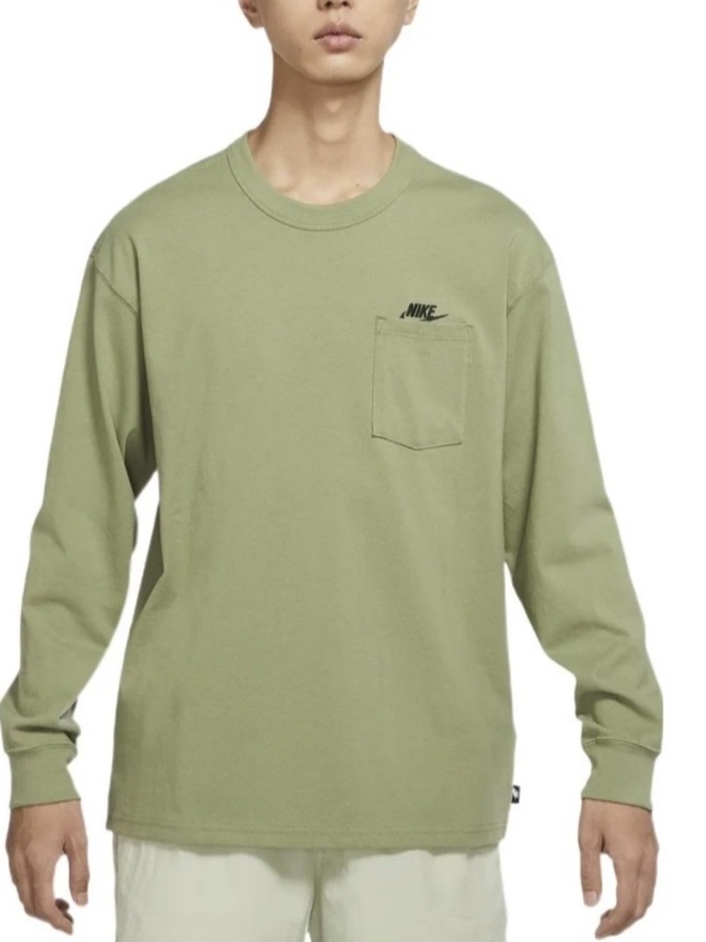 🛍️Nike Men’s Small Long Sleeve Loose Fit Pocket Tee - Sage Green